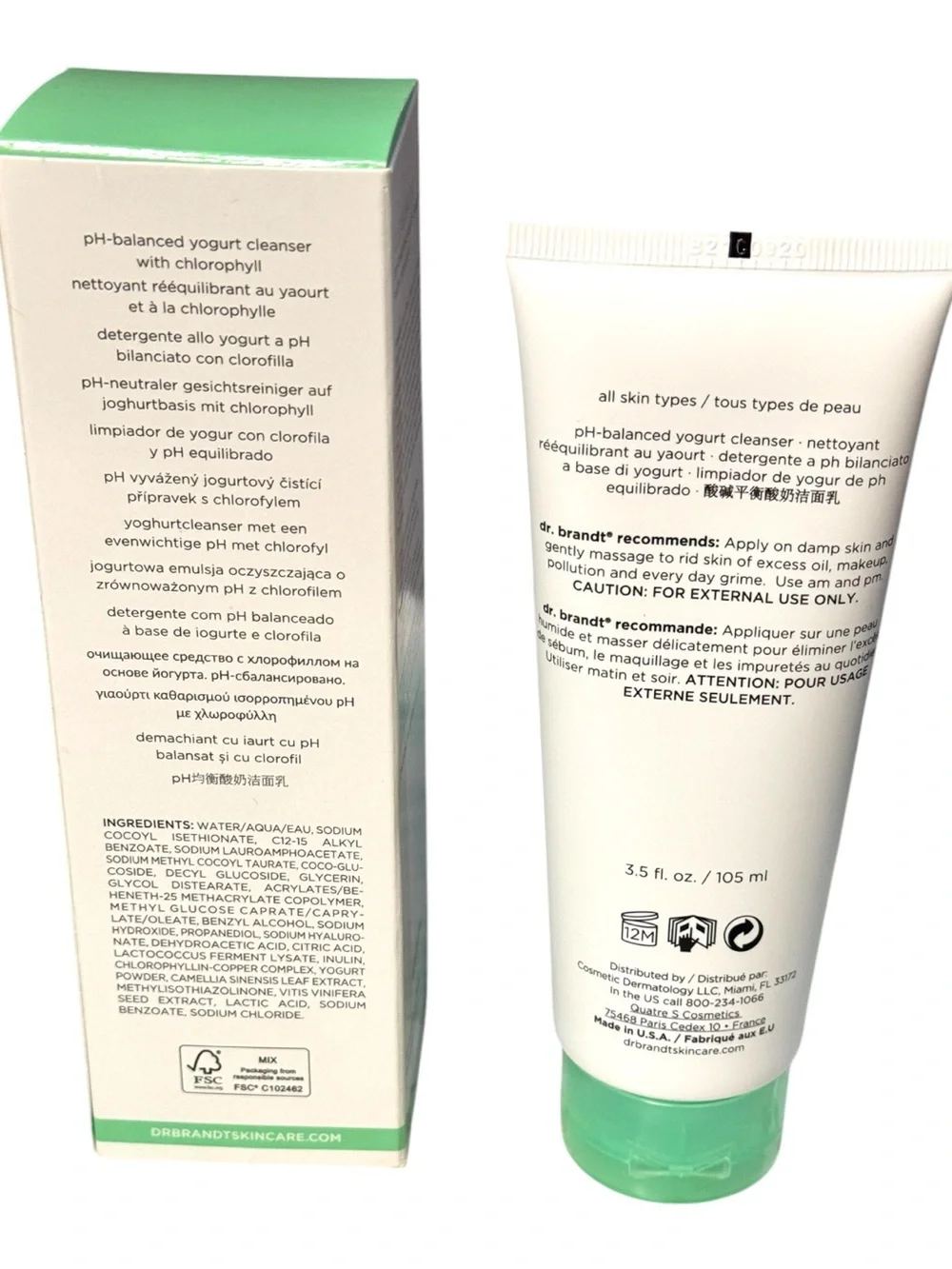 dr. brandt Clean Biotic pH-Balanced Yogurt Cleanser w/Chlorophyll 3.5oz NIB $38